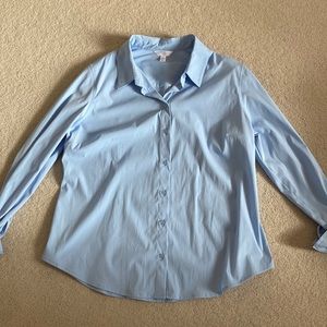 Formal Blue Long Sleeve Button Down Shirt Size L
